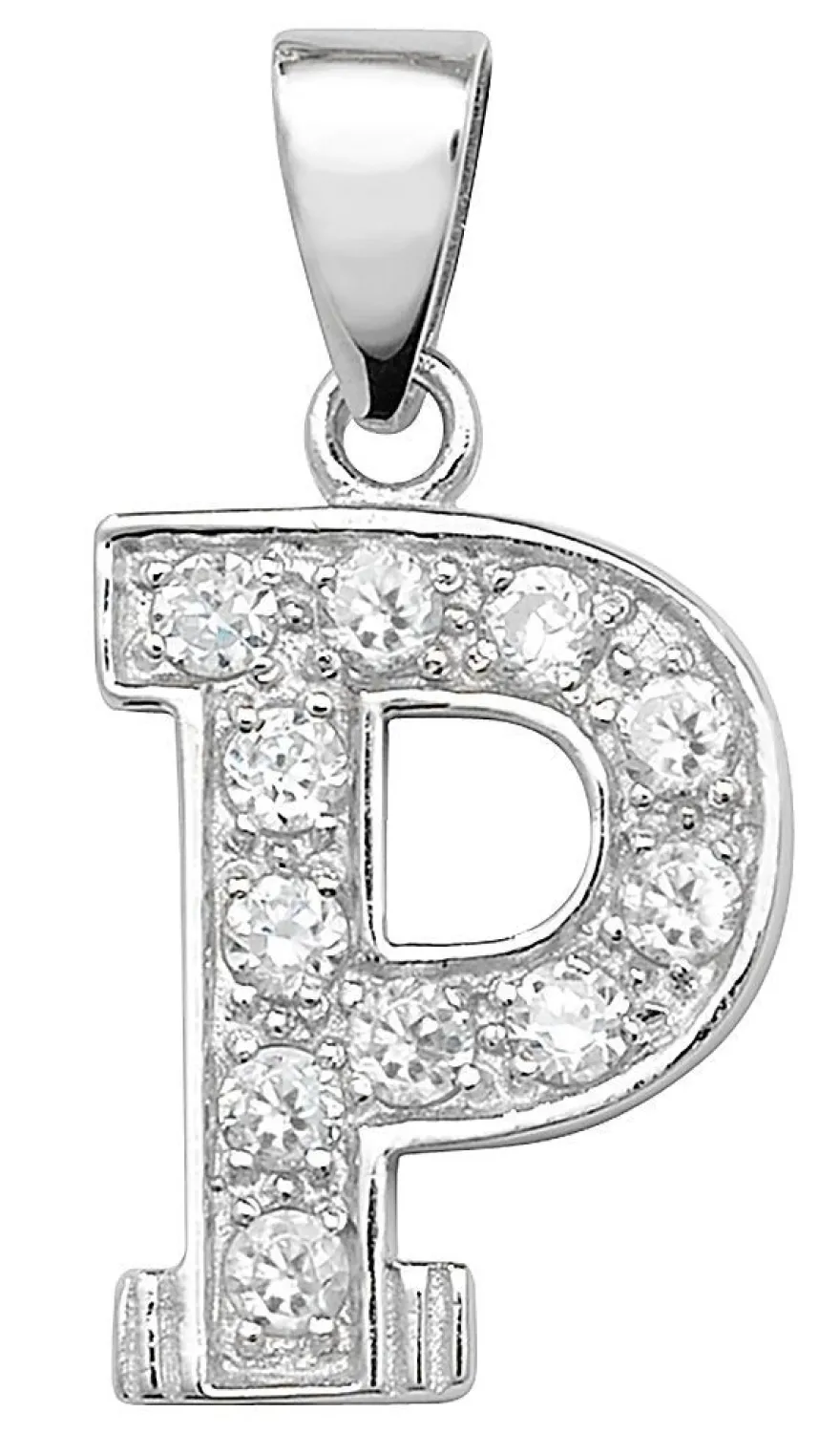 Schöner 925 Sterling Silber Buchstaben / Initiale Damen - Anhänger mit Zirkonia
