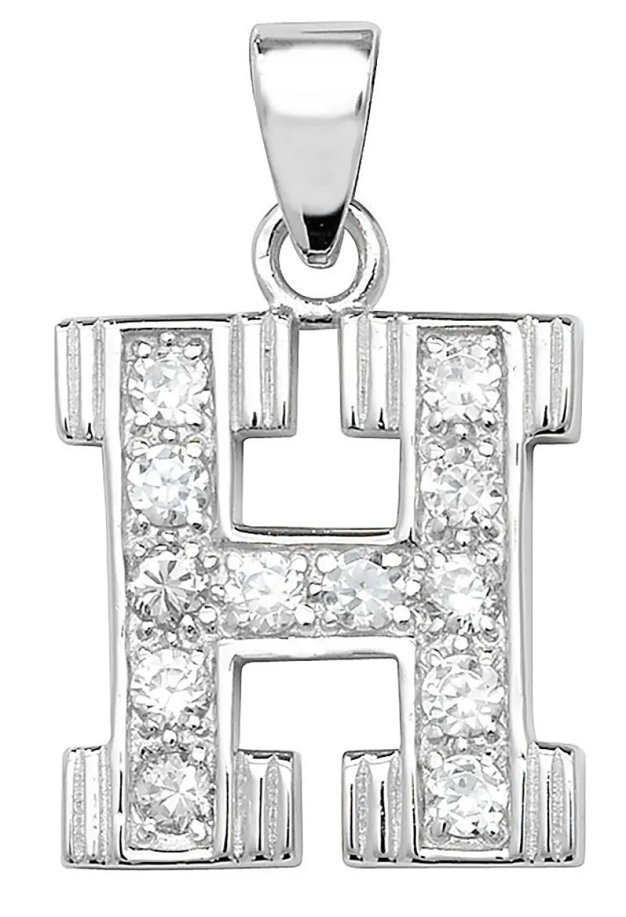 Schöner 925 Sterling Silber Buchstaben / Initiale Damen - Anhänger mit Zirkonia