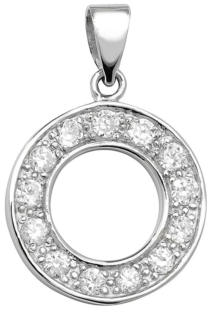 Schöner 925 Sterling Silber Buchstaben / Initiale Damen - Anhänger mit Zirkonia