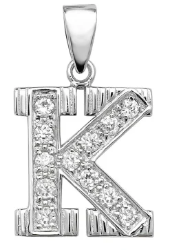 Schöner 925 Sterling Silber Buchstaben / Initiale Damen - Anhänger mit Zirkonia