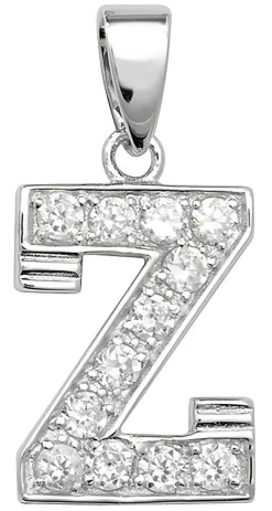 Schöner 925 Sterling Silber Buchstaben / Initiale Damen - Anhänger mit Zirkonia