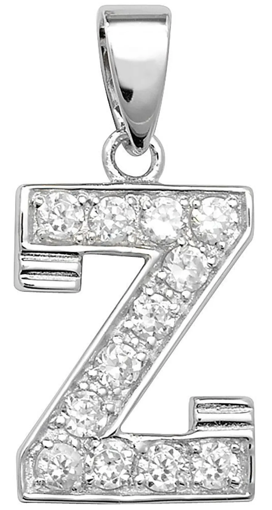 Schöner 925 Sterling Silber Buchstaben / Initiale Damen - Anhänger mit Zirkonia