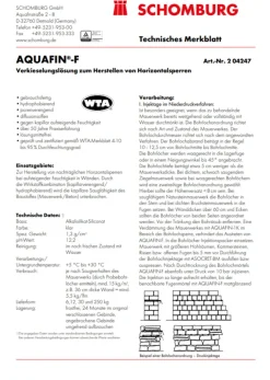 Schomburg Aquafin-f 30 kg Verkieselungslösung für nachträgliche Horizontalsperre