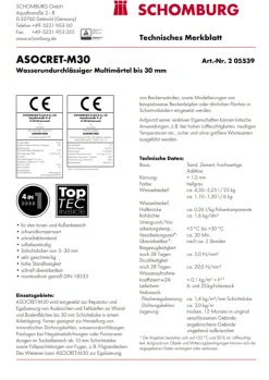 Schomburg Asocret-m30 6 kg Sockelputz, Dichtputz, Reparaturmörtel, Sperrputz