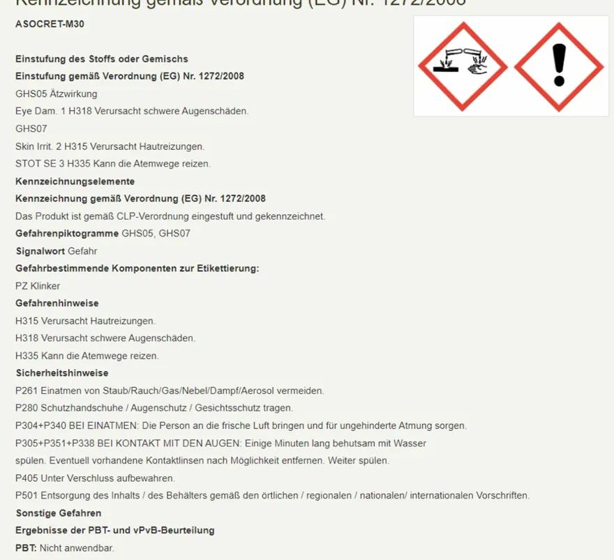 Schomburg Asocret-m30 6 kg Sockelputz, Dichtputz, Reparaturmörtel, Sperrputz