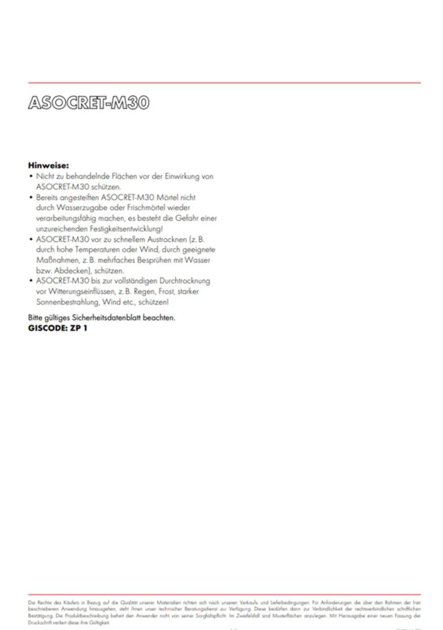 Schomburg Asocret-m30 6 kg Sockelputz, Dichtputz, Reparaturmörtel, Sperrputz