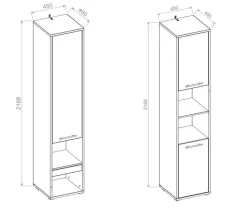 Schrankbett Wandbett Klappbett vertikal CP278 120x200 weiß hochglanz mit 2 Regalen