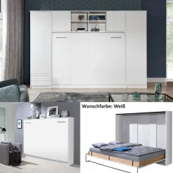 Schrankbett Wandklappbett horizontal HB 90/120/140 x 200 mit Aufsatz & 2 Schränken