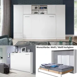 Schrankbett Wandklappbett horizontal HB 90/120/140 x 200 mit Aufsatz & 2 Schränken