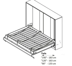 Schrankbett Wandklappbett horizontal HB 90/120/140 x 200 mit Aufsatz & 2 Schränken