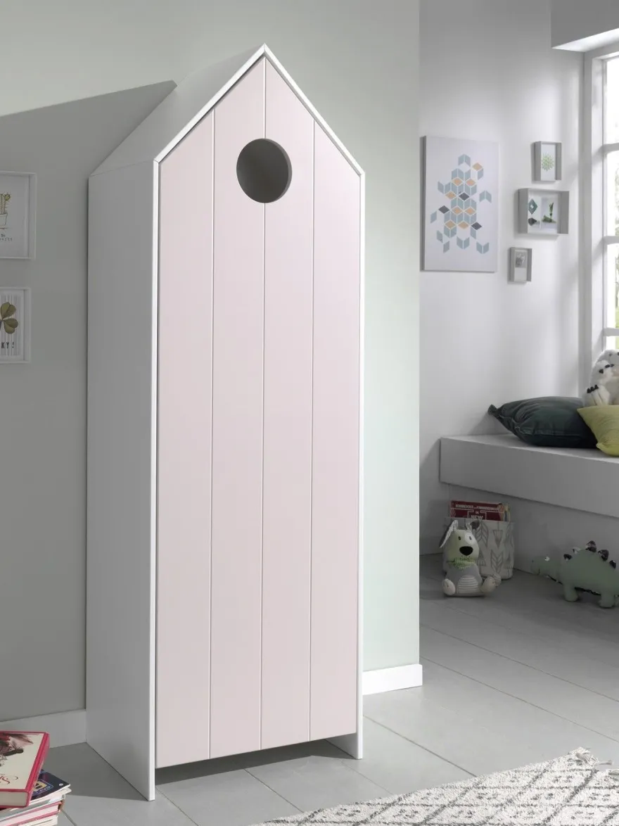 Schrank CASAMI 57,6x171,3x37 cm MDF Weiß und Pink