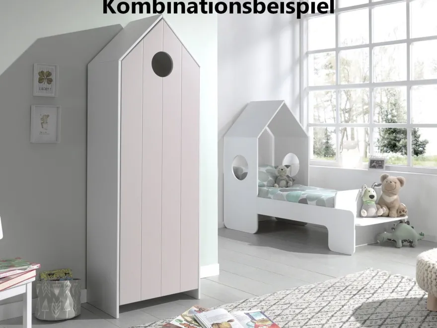 Schrank CASAMI 57,6x171,3x37 cm MDF Weiß und Pink