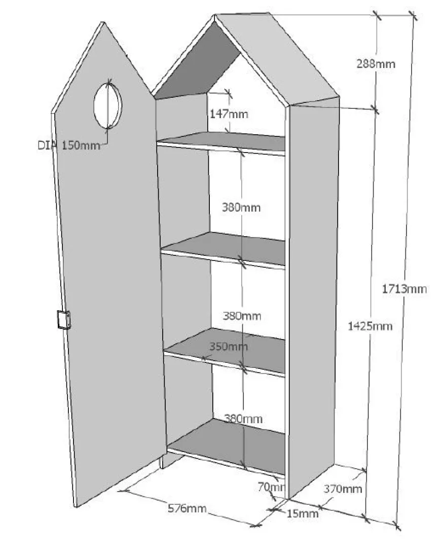 Schrank CASAMI 57,6x171,3x37 cm MDF Weiß und Pink