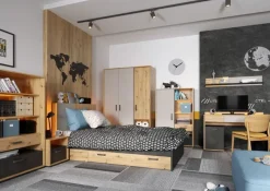 Schrank Qubic QB-05 Jugendzimmerschrank Kommode Hochschrank LED