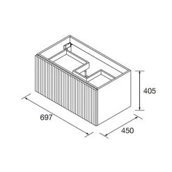 Schrank wandhängend BIBA 700 1 Metallschublade und versteckter Schublade BLUE FOG 697
