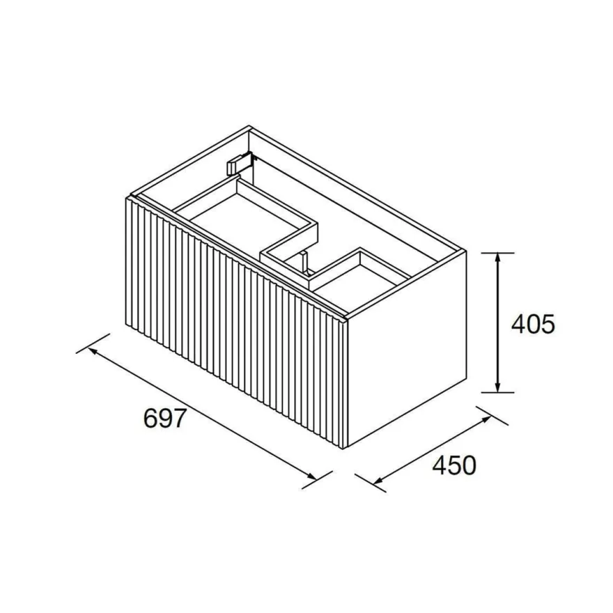 Schrank wandhängend BIBA 700 1 Metallschublade und versteckter Schublade BLUE FOG 697