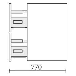 Schrank wandhängend MAM 900 Macchiato links 2 Metallauszug mit Softeinzug 897 x 540 x