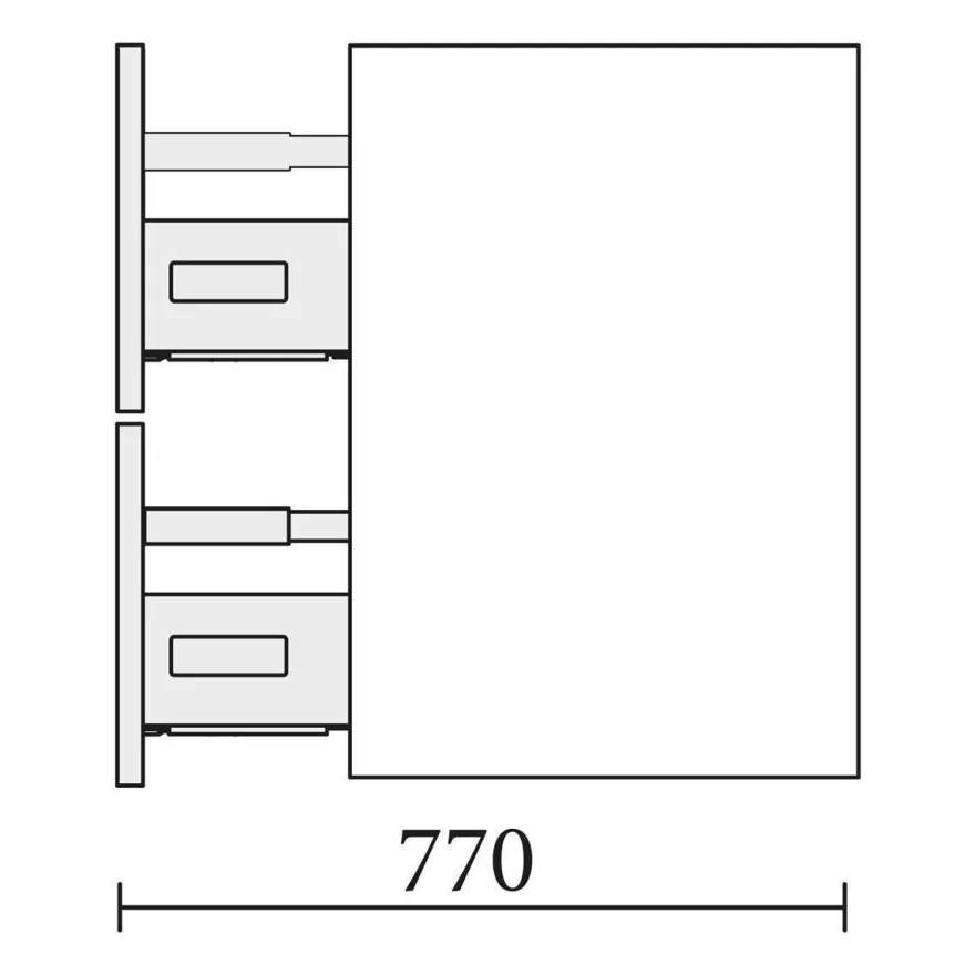 Schrank wandhängend MAM 900 Macchiato links 2 Metallauszug mit Softeinzug 897 x 540 x
