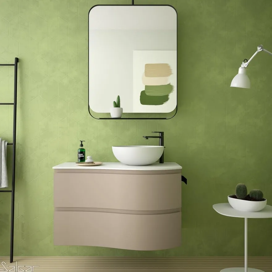 Schrank wandhängend MAM 900 Macchiato links 2 Metallauszug mit Softeinzug 897 x 540 x