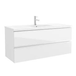 Schrank wandhängend SPIRIT 1200 2 Metallauszug mit Softeinzug WEIß Glänzend 1194 x 54