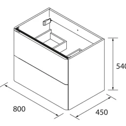 Schrank wandhängend UNIIQ 800 2 Schubladen mit Softeinzug MATT WEIß 797 x 540 x 450 m