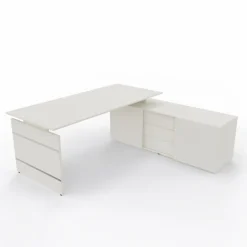 Schreibtisch Neapel mit Wangengestell und Sideboard 195x174x74cm