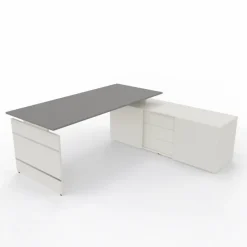 Schreibtisch Neapel mit Wangengestell und Sideboard 195x174x74cm