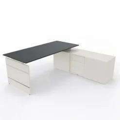 Schreibtisch Neapel mit Wangengestell und Sideboard 195x174x74cm