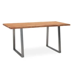 Schreibtisch TARN Akazie Massivholz Baumkante Homeoffice Trapezbeine 120-200 cm