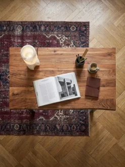 Schreibtisch TARN Akazie Massivholz Baumkante Homeoffice Trapezbeine 120-200 cm
