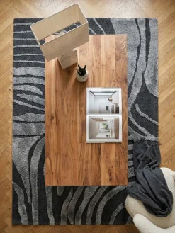 Schreibtisch TARN Akazie Massivholz Baumkante Homeoffice Trapezbeine 120-200 cm
