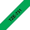 Schriftband TZe-731 (lam.) Schwarz auf Grün BxL 12mm x 8m