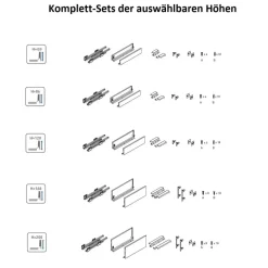 Schubladenauszugs-System Anthrazit Push to Open Unterflurführung Vollauszug