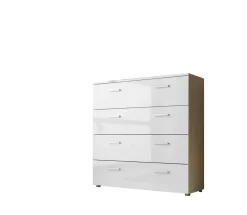 Schubladen Kommode Sideboard Highboard Anrichte Schrank MALAGA 3 weiß Hochglanz