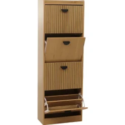 Schuhschrank HWC-O39, Schuhkipper Schuhregal 4 Klappen, MDF Melamin 148x50x24cm