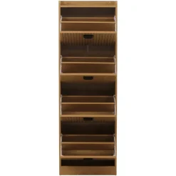 Schuhschrank HWC-O39, Schuhkipper Schuhregal 4 Klappen, MDF Melamin 148x50x24cm
