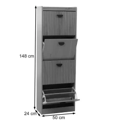 Schuhschrank HWC-O39, Schuhkipper Schuhregal 4 Klappen, MDF Melamin 148x50x24cm