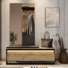 Schuschrank Quant QG-04 Bank 135x49x40 cm Dielenbank mit Staraum Artisan Eiche Loft