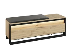 Schuschrank Quant QG-04 Bank 135x49x40 cm Dielenbank mit Staraum Artisan Eiche Loft
