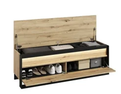 Schuschrank Quant QG-04 Bank 135x49x40 cm Dielenbank mit Staraum Artisan Eiche Loft