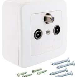 Schwaiger Multimedia Durchgangsdose Data Sat Radio TV BK Antenne Aufputz Dose