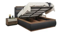 Schwarz-Braune Schlafzimmer Möbel Modernes Doppelbett Kosmetiktisch 4tlg