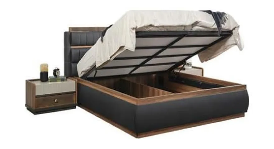Schwarz-Braune Schlafzimmer Möbel Modernes Doppelbett Kosmetiktisch 4tlg