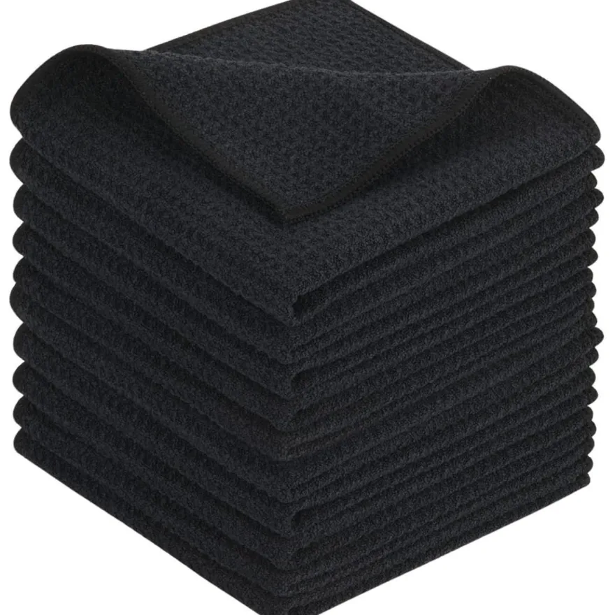 Schwarze Mikrofaser Spültücher 30x30cm - 10er Set fusselfrei & saugfähig