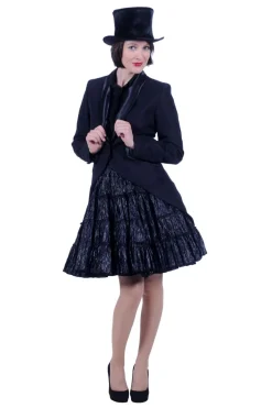schwarzer Frack Damen Herren XS-4XL Gehrock Jacke Karneval Garde Fasching Kostüm