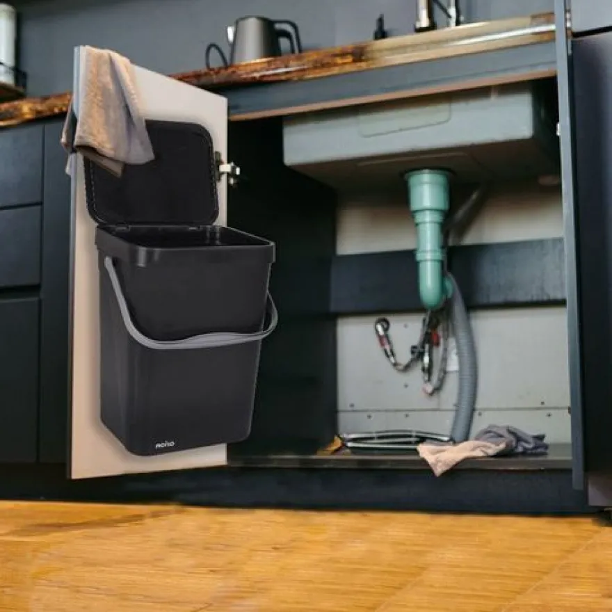 Schwarzer Hängeabfalleimer 10 l