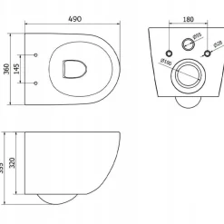 Schwarzes rimless-WC mit Duroplast-Sitz mit Soft-Close-Funktion und Wirbelspülung