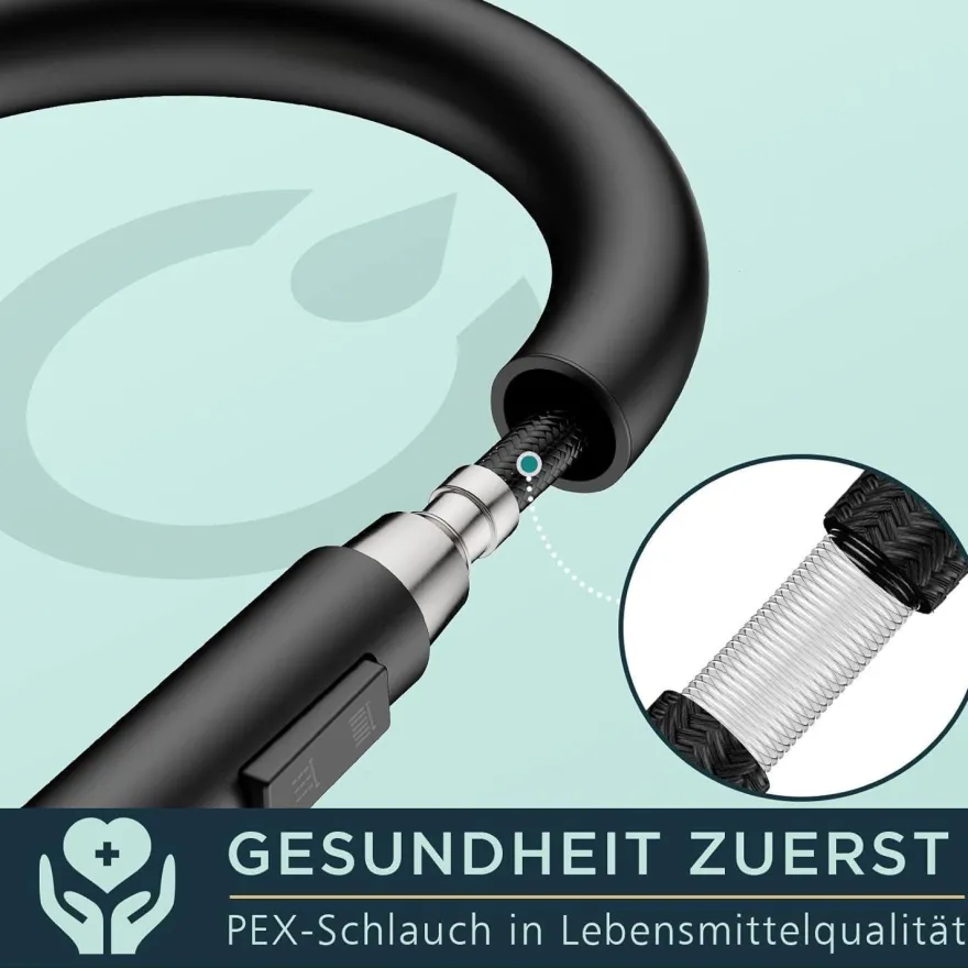 Schwarz Küchenarmatur mit Herausziehbarer Brause - 360° Schwenkbar