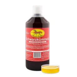 Schwarzkümmelöl 1 Liter Flasche für Hunde, Pferde