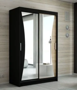 Schwebetürenschrank, 2-türig Schrank mit Spiegel- NIKO 120 cm